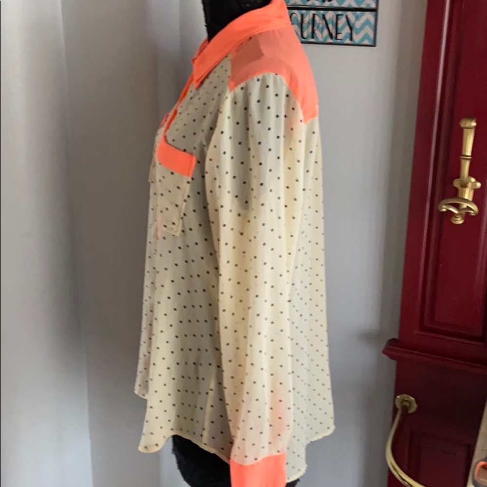 Democracy long sleeve polka dot blouse size large - Picture 7 of 15